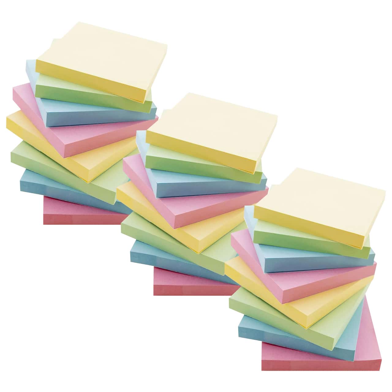 BAZIC Products® 3" x 3" Assorted Sticky Notepads, 12 Packs of 100